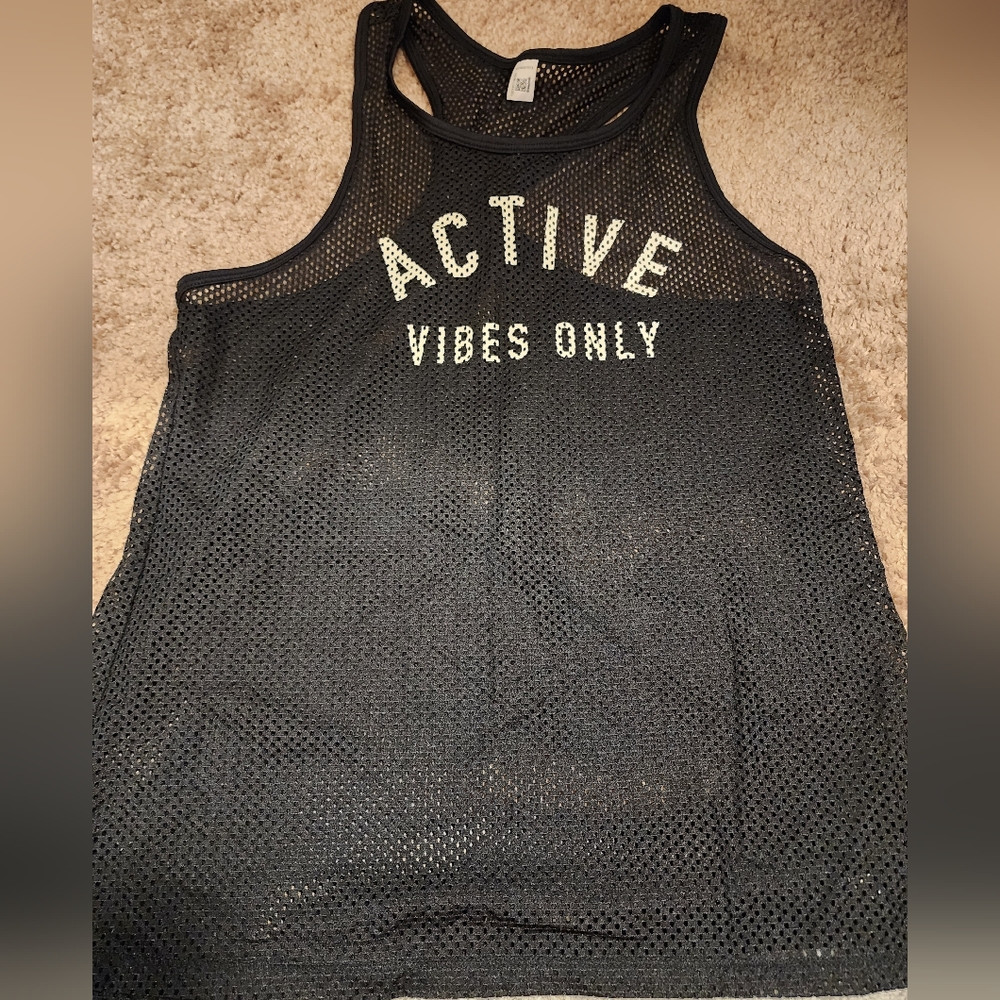 Active Vibes Only Black Mesh Tank Top And RBX PINK TANK